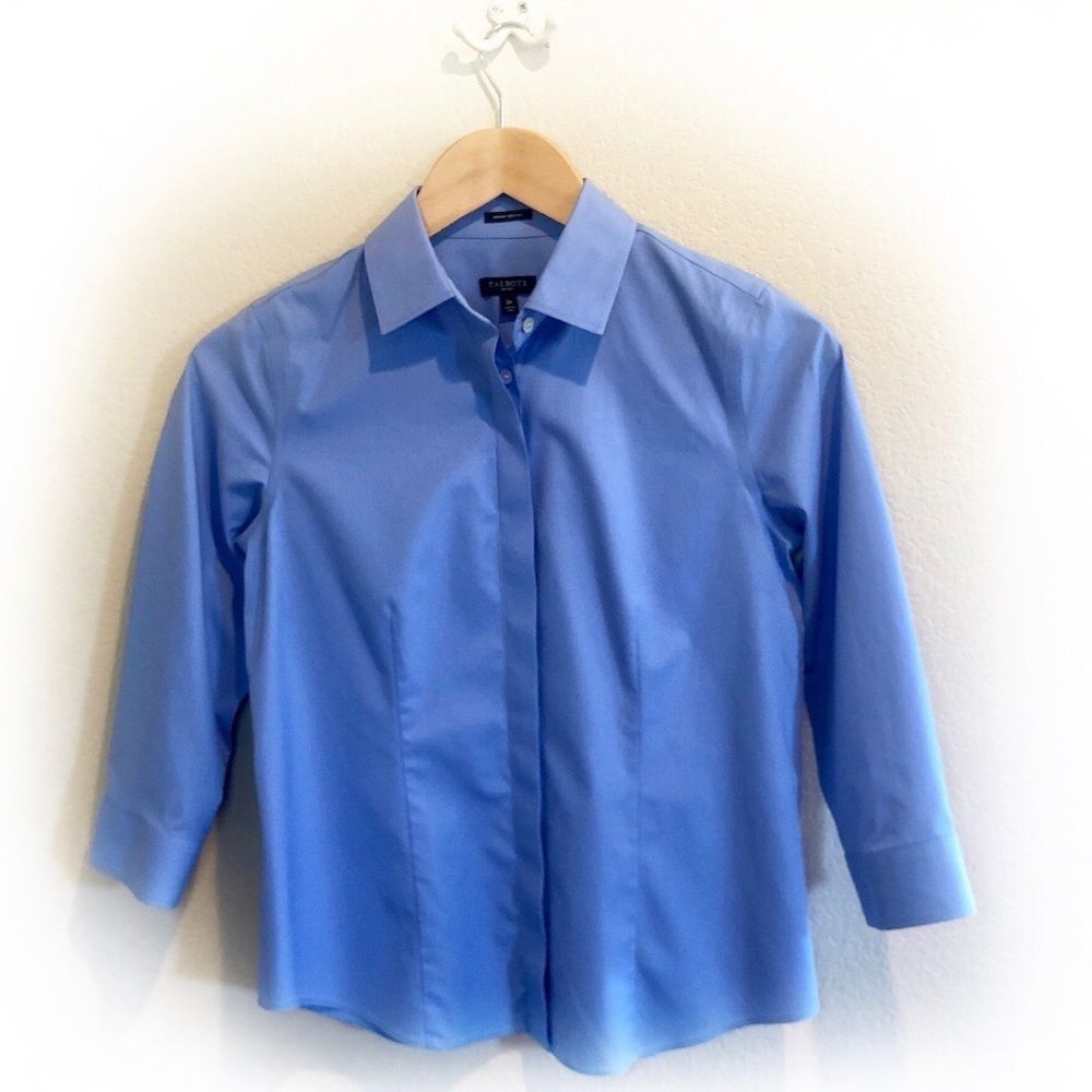 Talbots blue button down-long sleeved  shirt 2P
